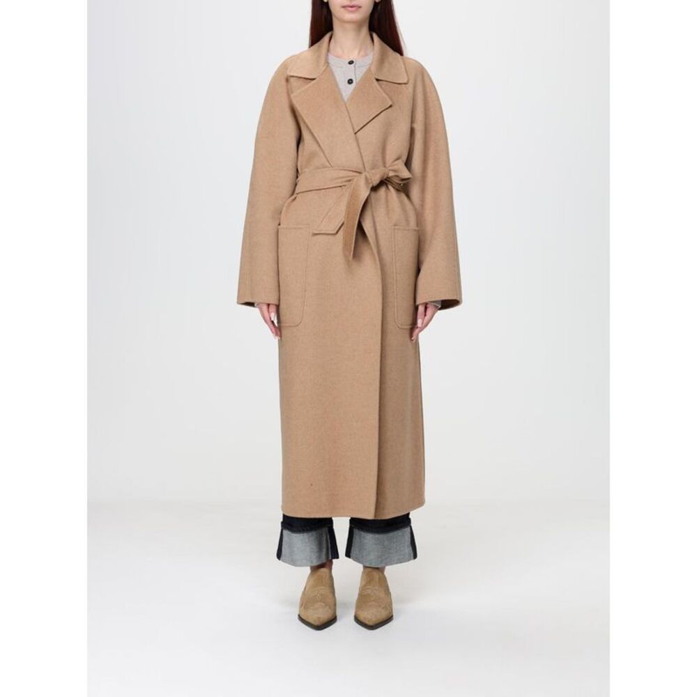 Max Mara Women Max Mara Long Camel Wool Robe Coat With Belt